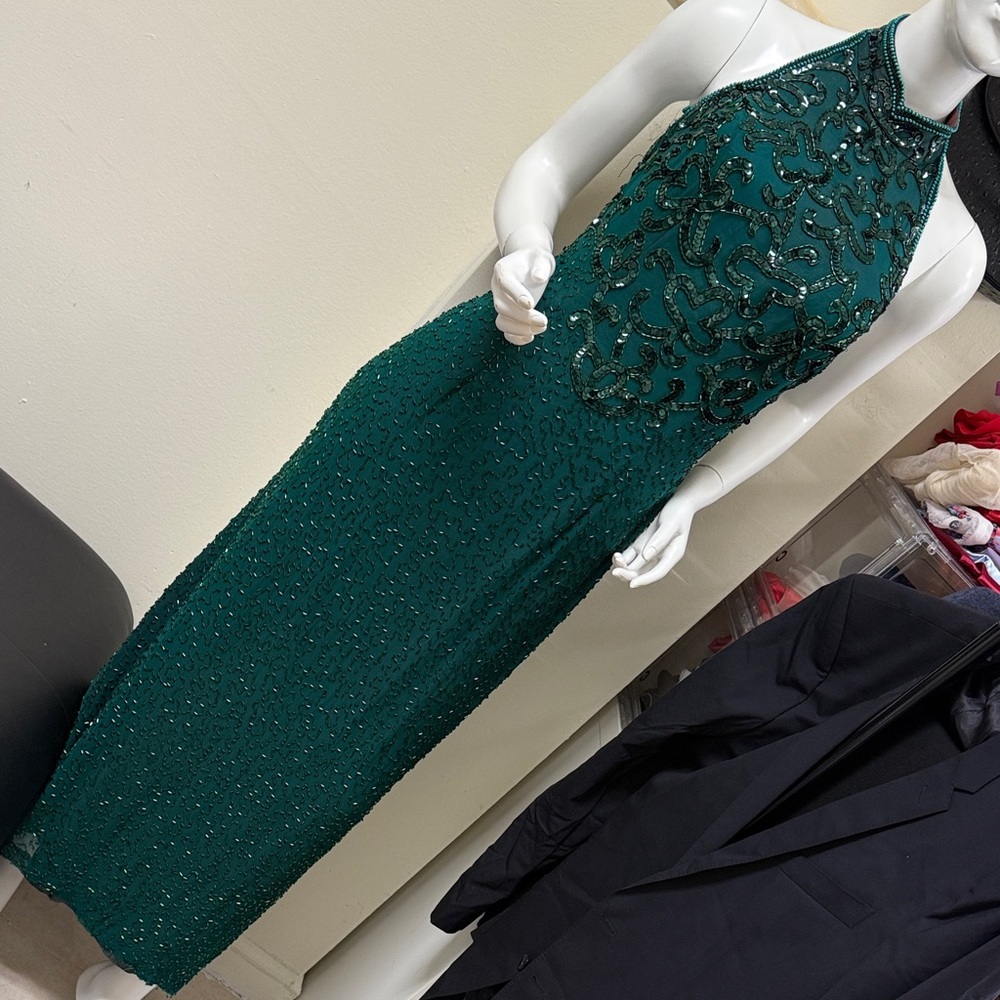 Cache Teal Embellished Maxi Dress